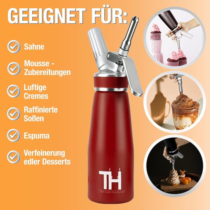 Диспенсер для вершків 500 мл червоний Thiru