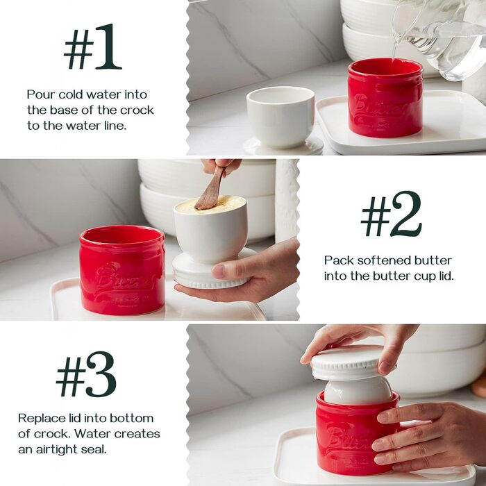 Порцеляновий горщик для масла з кришкою, червоний DOWAN