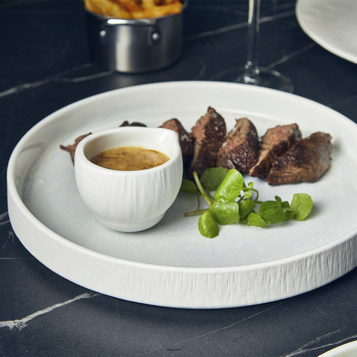 Тарілка презентаційна 25*3.5 см із низьким вертикальним бортом, Incise Porcelain Lucine, GenWare