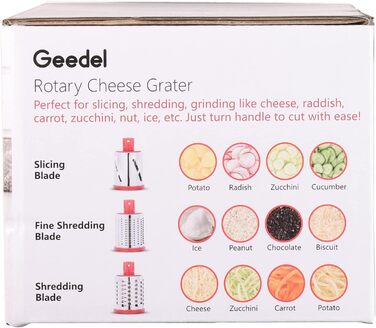 Терка для сыра/овощей с 3 барабанными лезвиями синий Geedel