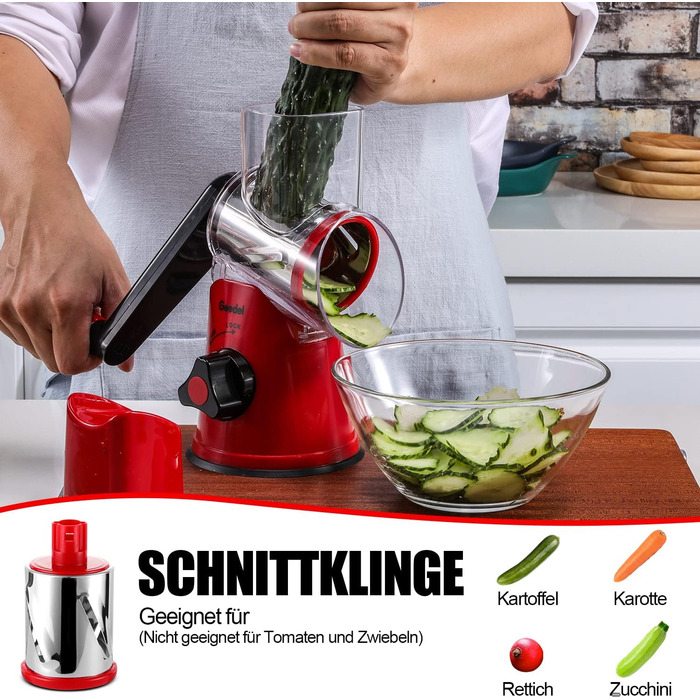 Терка для сыра/овощей с 3 барабанными лезвиями Geedel