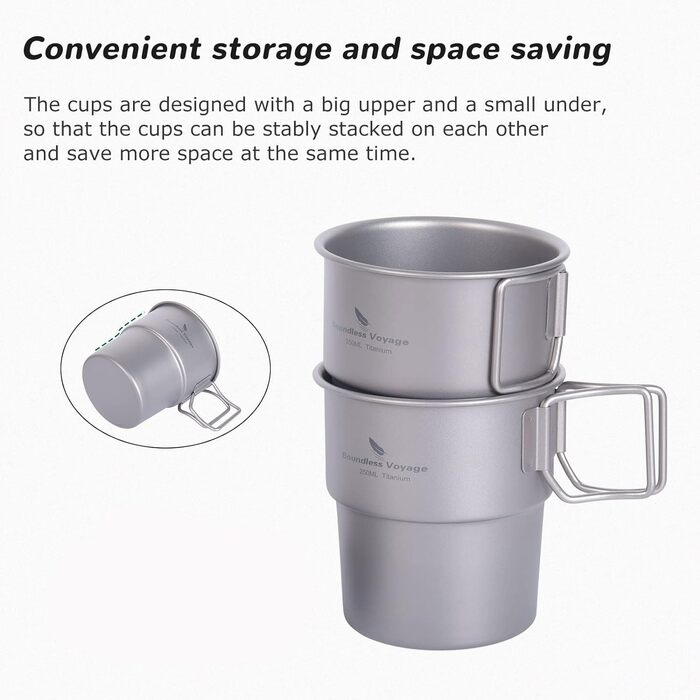 Титановая кофейная кружка Boundless Voyage 250 мл Пивная кружка для кемпинга на открытом воздухе, пеших прогулок, пикника, приготовления пищи на открытом огне Ti3050D (без крышки) (Ti3050D-без крышки)