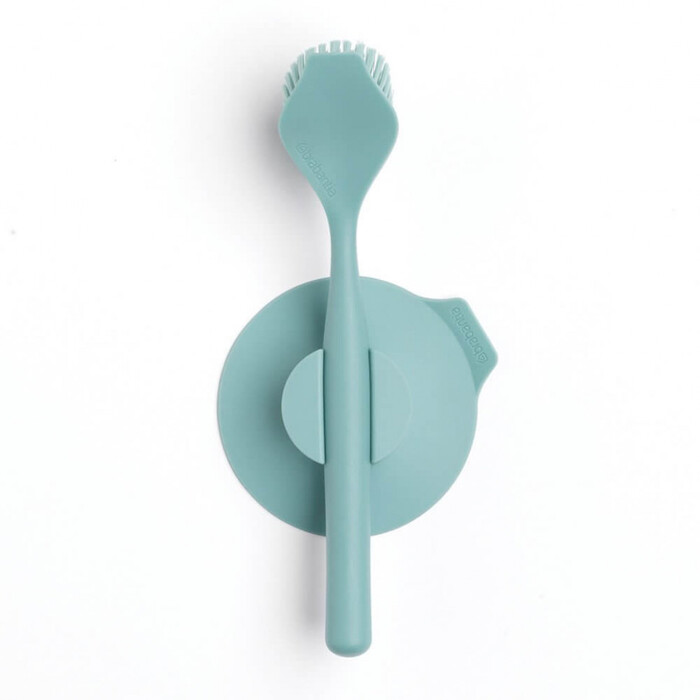 Щетка для посуды с подставкой-присоской 6х23,5х11 см мятная Sink side Brabantia