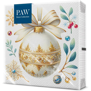 Серветки 3-шарові (33 x 33 см) 20 шт. Різнокольорові паперові серветки, ідеальні для різдвяного столу Серветки - Різдво, зима, зірки, сніг, сніговики (Класична прикраса)