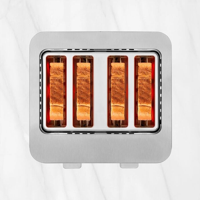 Тостер Ufesa Quartet Delux 4 скибочки, 2 цифрових РК-екрани, 1500 Вт, 4 широкі слоти, 7 рівнів підрум'янювання 4 коротких слота Inox Digital