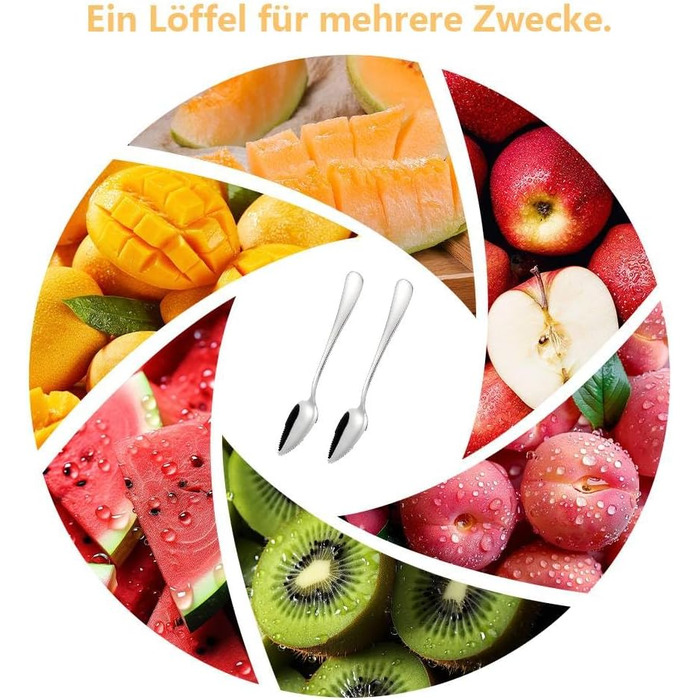 Ложка Dreamil для грейпфрута, 2 шт., ложка для фруктів з нержавіючої сталі, ложка для ківі, яку можна мити в посудомийній машині, із зубчастим краєм, десертна ложка для фруктів для дитячого харчування