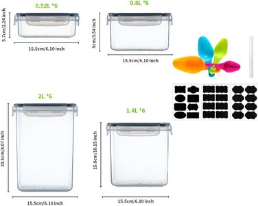 Контейнери для зберігання продуктів Hibisaws, 12 предметів, з кришками, контейнери для заморожування, харчові коробки, без BPA та 100 герметичні, прозорі, 6 x 1 л та 6 x 0,5 л, коробки для приготування їжі, набір Tupperware (24H1)