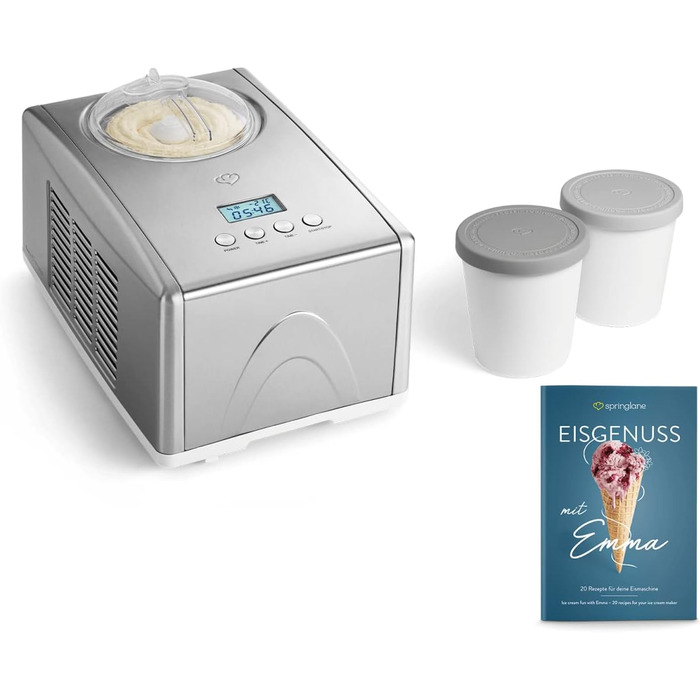 Машина для мороженого из нержавеющей стали со съемным контейнером 1,5л Springlane