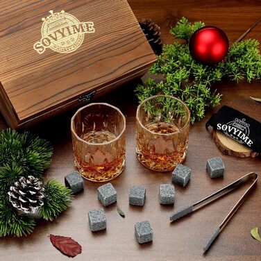 Бокалы для виски, 2 стакана, 8 гранитных кубиков льда для виски, 300 мл Sovyime