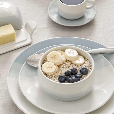 Керамические обеденные тарелки DOWAN 20,3 см, градиент, синие десертные тарелки, фарфоровые тарелки для закусок для салата, большие кухонные сервировочные тарелки, сейф для посудомоечной машины и микроволновой печи, 4 шт.