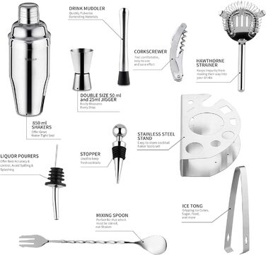 Набір шейкерів для коктейлів 10 предметів Velaze