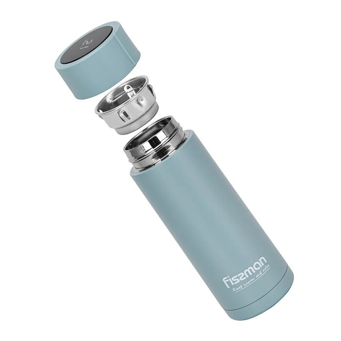 Термос Fissman 390 мл колір голубий нержавіюча сталь (9867)