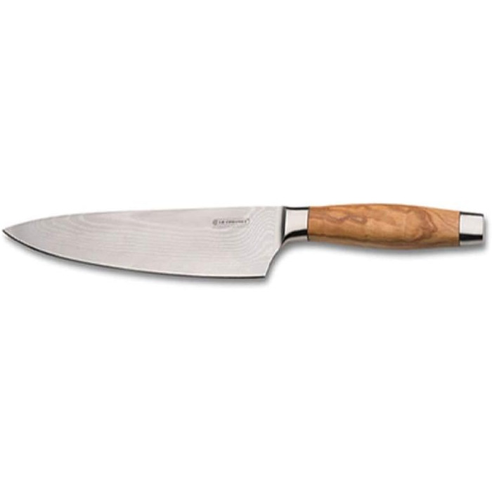 Ніж шеф-повара, 15 см дамаська сталь, оливкове дерево Le Creuset
