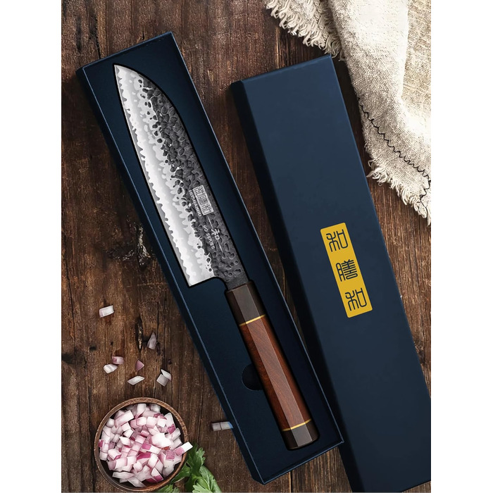 Кухонный нож ручной ковки, лезвие 18 см HOSHANHO Santoku
