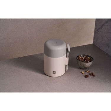 Харчовий контейнер 600 мл з ложкою, нержавіюча сталь, кремовий колір Thermo Plus Zwilling