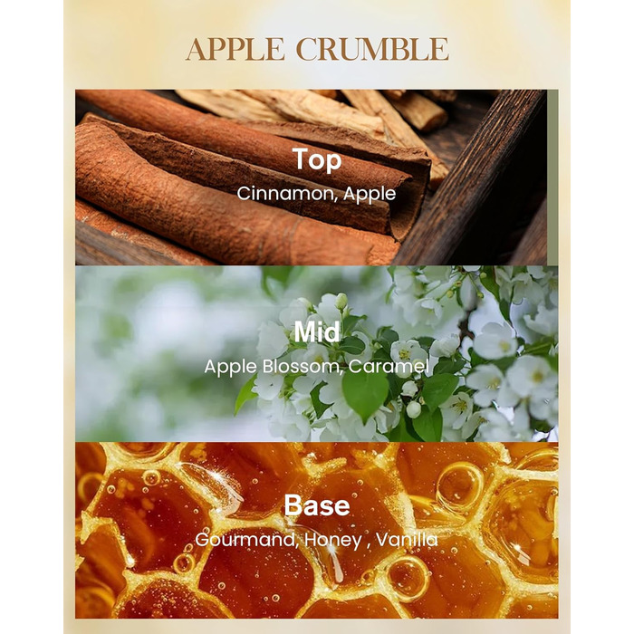 Ароматична свічка M&SENSE надзвичайно велика, час горіння 150 годин, натуральна ароматерапевтична свічка з 3 гнітами, сильний аромат, тривале горіння, подарункова свічка та прикраса для дому, подарунки для жінок (400 г, яблучна крихта)