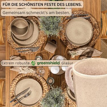 Комбінований сервіз на 6 персон, набір тарілок кавовий кухоль макаронна миска 30 шт. , набір посуду з кераміки посудомийна машина - мікрохвильова піч - стійкий до подряпин, набір посуду з кераміки ЦІННІСНА КОЛЕКЦІЯ (Каїр Мокко, кавовий кухоль 4 шт.).