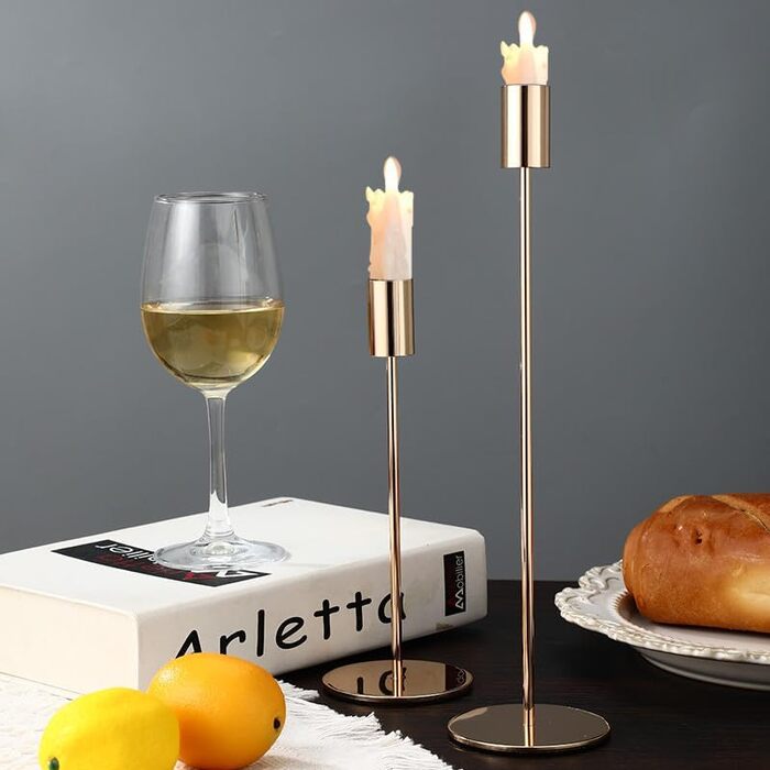 Набір із 6 свічників, канделябри-свічки 33/28/23 см, високі свічники, декоративні вінтажні металеві свічники для святкування днів народження, річниць, весіль, декору дому (чорний) Чорний 6 шт. (золотий 6 шт. )