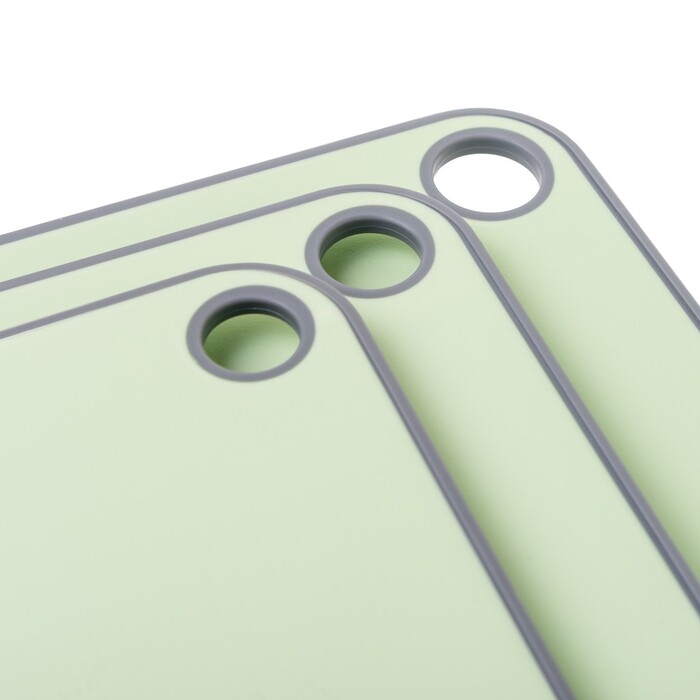 Набор из 3-х разделочных досок Fissman 41х28, 36х24, 31х20, цвет Зеленый пластик, ТПР (8056)