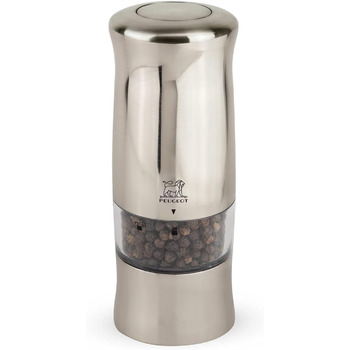 Електричний млин для перцю млин для солі Zeli 14 см в дуеті - З підсвічуванням - З чорним перцем кам'яною сіллю - 6 батарейок запасні лампи - Вид з нержавіючої сталі (млин для перцю)