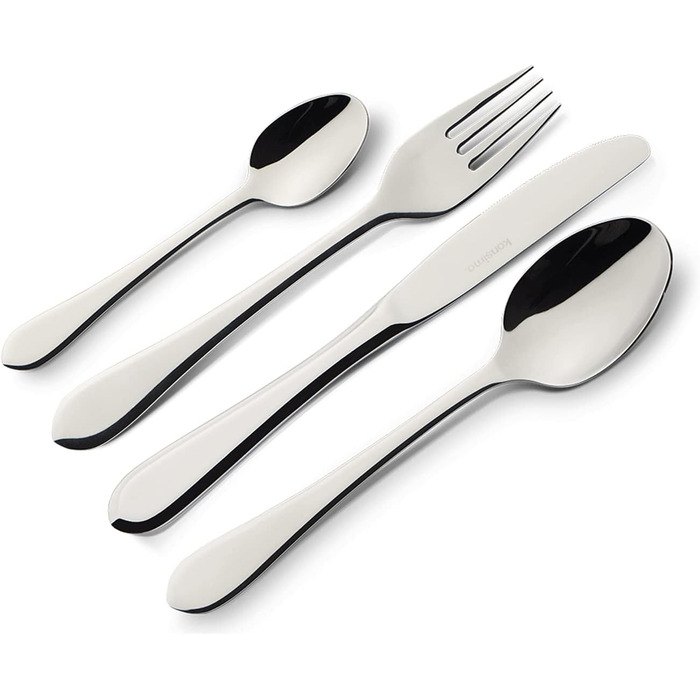 Набор столовых приборов Konsimo на 6 персон Набор столовых приборов 24 предмета, Классический, Минималистичный, Нержавеющая сталь Можно мыть в посудомоечной машине Серебро (Ceras)