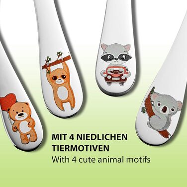 Дитячі столові прибори Звірятки, набір 4 предмети Koru Kids