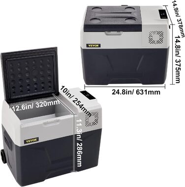 Автомобільний холодильник VEVOR 35L, компресорний холодильник, коробка-холодильник з нержавіючої сталі, ізольована коробка для свят, міні-холодильник, автомобільний холодильник з розеткою 35L (30L)