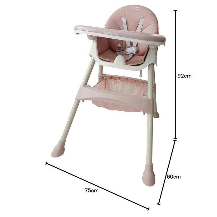 Дитячий стільчик для годування 4 в 1 від 6 місяців з підставкою для ніг рожевий BDW