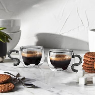 Двостінні милі келихи для лате макіато з різдвяною ялинкою 270 мл Кавова чашка Різдвяна кружка з ситечком для чаю з різдвяною ялинкою Чайні келихи для молока, льоду, різдвяні подарунки для жінок і дітей (тип 12 чорний-130 мл*2, 130 мл*2)