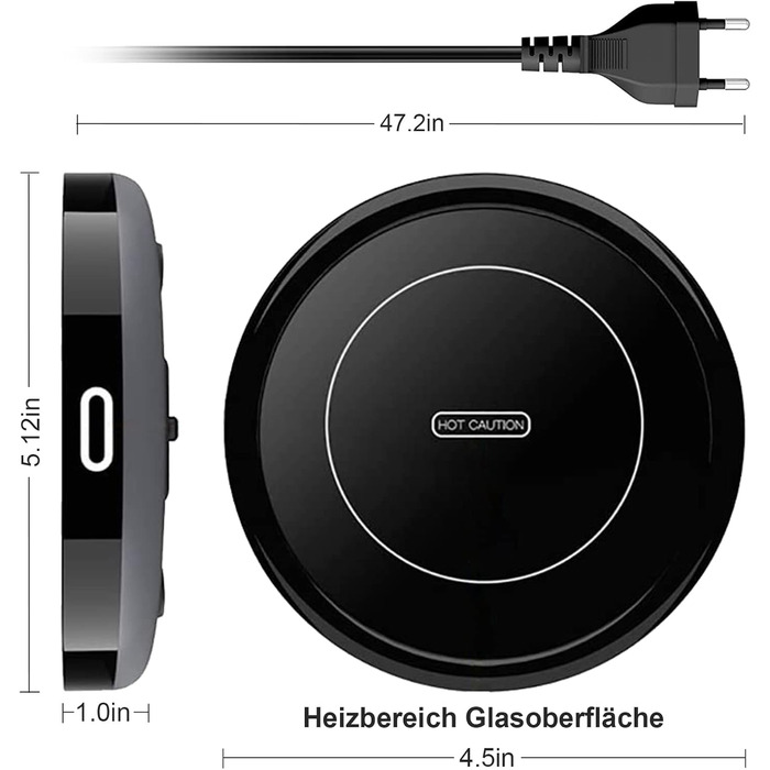 Електричний підігрівач для чашок 19 Вт, чорний BESTINNKITS