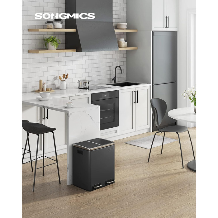 Кухонний контейнери для сміття, 2 x 15 л, чорний SONGMICS