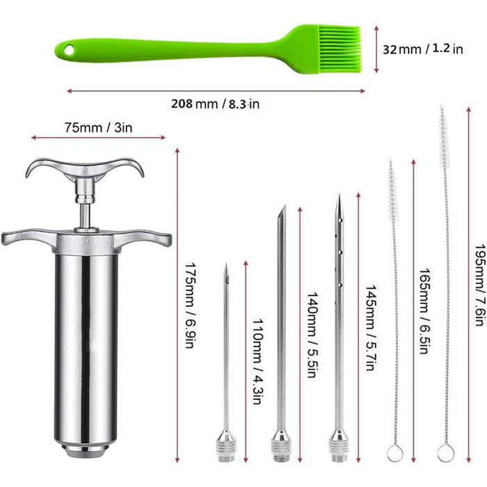 Шприц для маринаду 60 мл з 3 голками AZOMKER