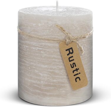 Набір із 4 свічок-стійок Brandsseller 7 x 10 см фарбовані та виготовлені з парафіну сільські свічки з тривалим часом горіння декоративні свічки для прикраси столу, Різдва та вечірок (9 x 10 см набір із 4 шт. , сіро-коричневого кольору)