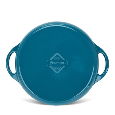 Кругла пательня гриль Fissman 30x4,0 см з боковими ручками емальований чавун (4044)