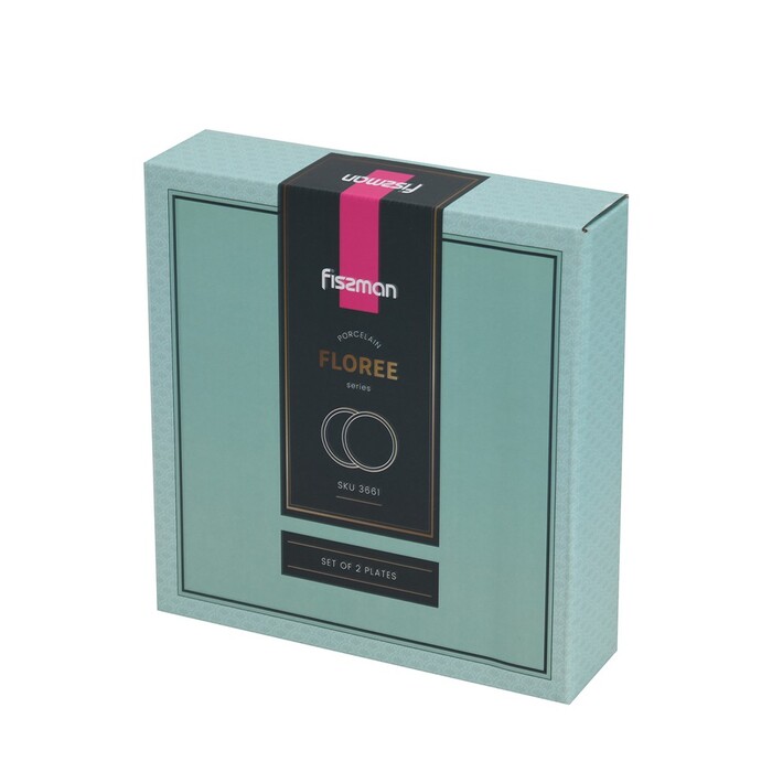 Набір з 2-х тарілок Fissman 21 см FLOREE порцеляна (3661)