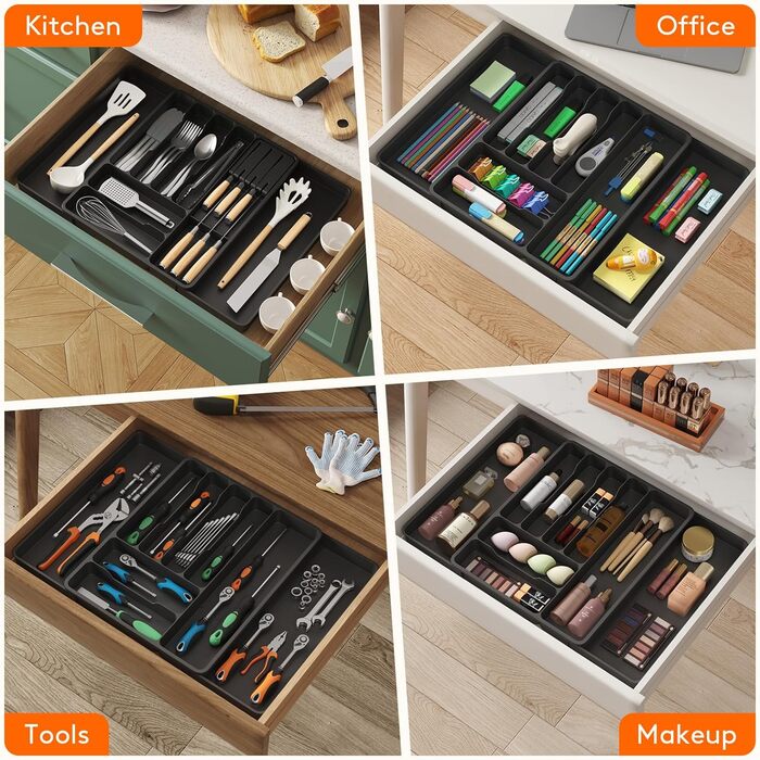 Органайзер для столових приборів 60 х 40 см чорний Lifewit