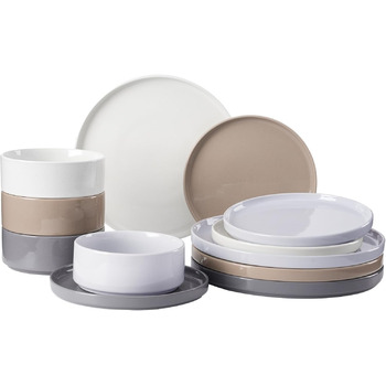 Набір посуду Richmount Nebula для 6 осіб, набір тарілок та мисок із 18 предметів, набір посуду з крапчастої кераміки, можна мити в мікрохвильовій печі та посудомийній машині, сервіз Nebula для 6 осіб (різнокольоровий, сервіз Nebula для 4 осіб)