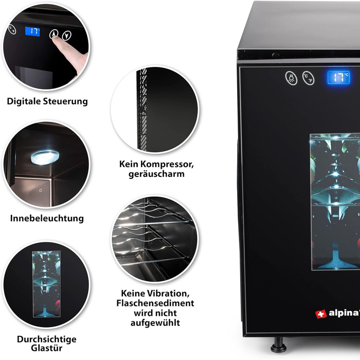 Винний холодильник до 6 пляшок alpina