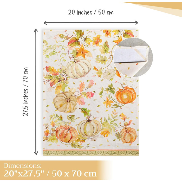 Набір з 3 багатоцільових кухонних рушників Maison d&39 Hermine Сільське Різдво зі 100 бавовни Барні рушники День подяки/Різдво (50 см x 70 см) (помаранчевий (ніжний) або нейтральний з помаранчевими акцентами)