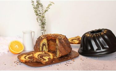 Форма для торта Zenker Z6527 Bundt Ø 25 см, стійка форма для торта з покриттям, для соковитого торта, кругла форма для випічки з антипригарним покриттям, кількість A 25 см одинарна
