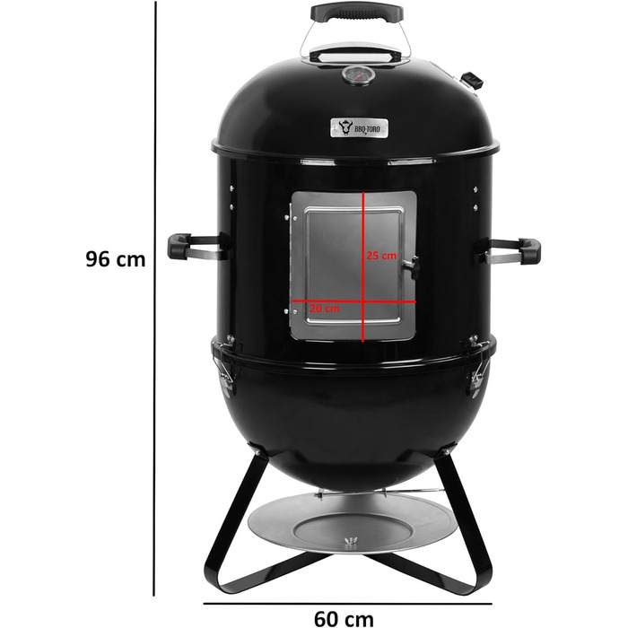 Бочка для барбекю 3 в 1, чорний, 47 см BBQ-Toro