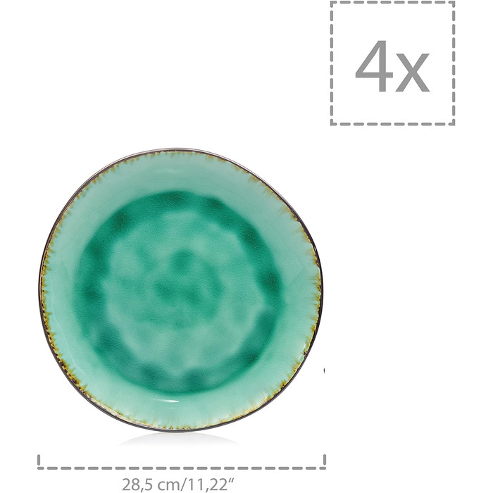 Комбі-сервіс Палм-Біч 47 предметів посуду сервіз для 4 осіб з фаянсу, вечеря, десерт, блюдце, кружка, чашки, блюдця, миски, сервірувальне блюдо, розширюваний, повсякденне життя Snger (обідня тарілка 4 шт.)