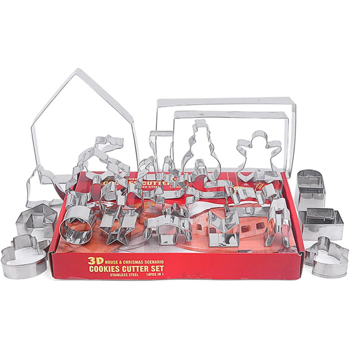 Набір формочок для печива у формі пряникового будиночка, FantasyDay, 10 шт. , формочки для печива з нержавіючої сталі, різдвяні формочки для тематичних тортів, тортів на день народження, помадного печива, сендвічів (4)