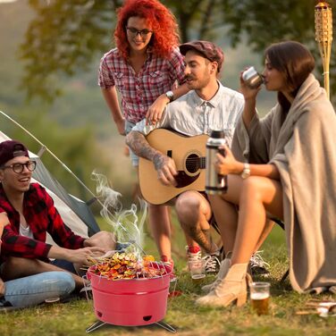 Круглий гриль для барбекю, червоний Uten