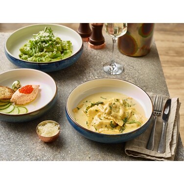 Тарелка глубокая двухцветная Coupe 22хh 5.3 см, 1300 мл, Terra Porcelain Aqua Blue, GenWare