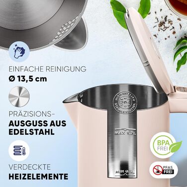 Чайник з регулюванням температури 1,7 з нержавіючої сталі 2200 Вт Stillstern