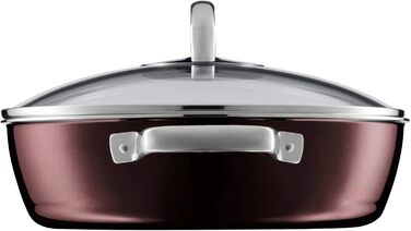 Сковорода для тушкування 28 см зі скляною кришкою, рожевий кварц Fusiontec Mineral WMF