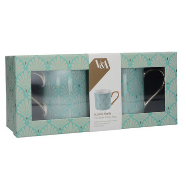Набір кухлів CreativeTops SCALLOP SHELLS, фарфор, бірюзовий, 300 мл, 2 шт.