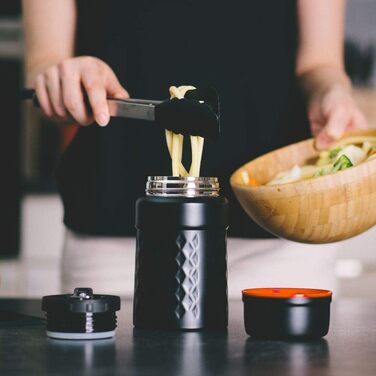 Мл термоконтейнер для їжі, ізольований харчовий контейнер з нержавіючої сталі, без бісфенолу А, герметичний з ложкою, ідеально підходить для супів, закусок і в дорозі (500 мл білий/чорний) (500 мл помаранчевий/чорний), 2i 500