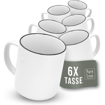 Набор посуды на 6 персон Scandi Style - Фарфор Премиум Белый 18 предметов - Набор посуды для посудомоечной машины и микроволновой печи - Набор столовых приборов, мисок и тарелок - Стильная посуда, посуда (кружка (6x))